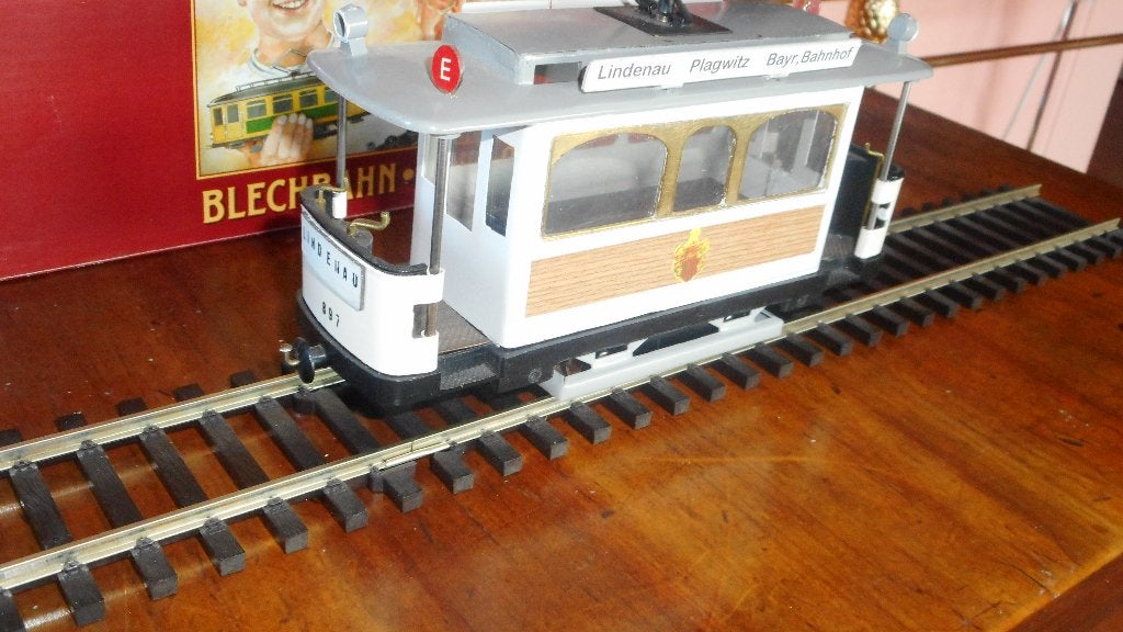 SPOOR 0:LEHNHARDT ; Oldtimer metalen TRAM lijn E, LEIPZIG, Hobby en Vrije tijd, Modeltreinen | Overige schalen, Overige merken