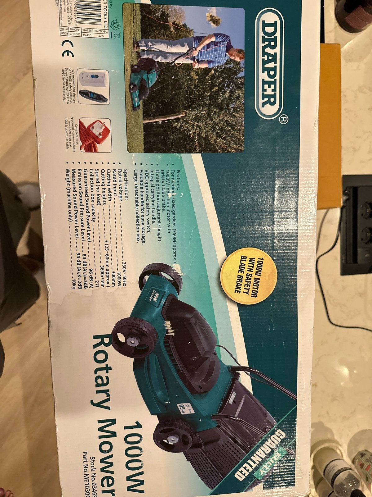 Draper 1000W Elektrische Grasmaaier - Nieuw in Doos, Tuin en Terras, Cirkelmaaier, Elektrische grasmaaier, Nieuw, Ophalen of Verzenden