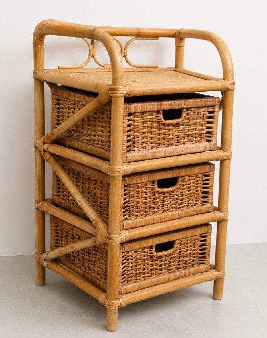 Rotan ladekastje met 3 laden, Ophalen, Minder dan 50 cm, Gebruikt, 100 tot 150 cm