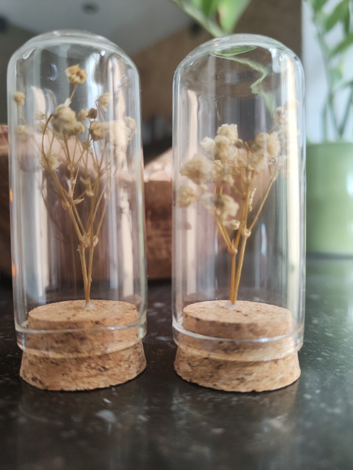 Trouw attentie glazen buisjes met droogbloemen, Meerkleurig, Ophalen of Verzenden, Glas, Landelijk