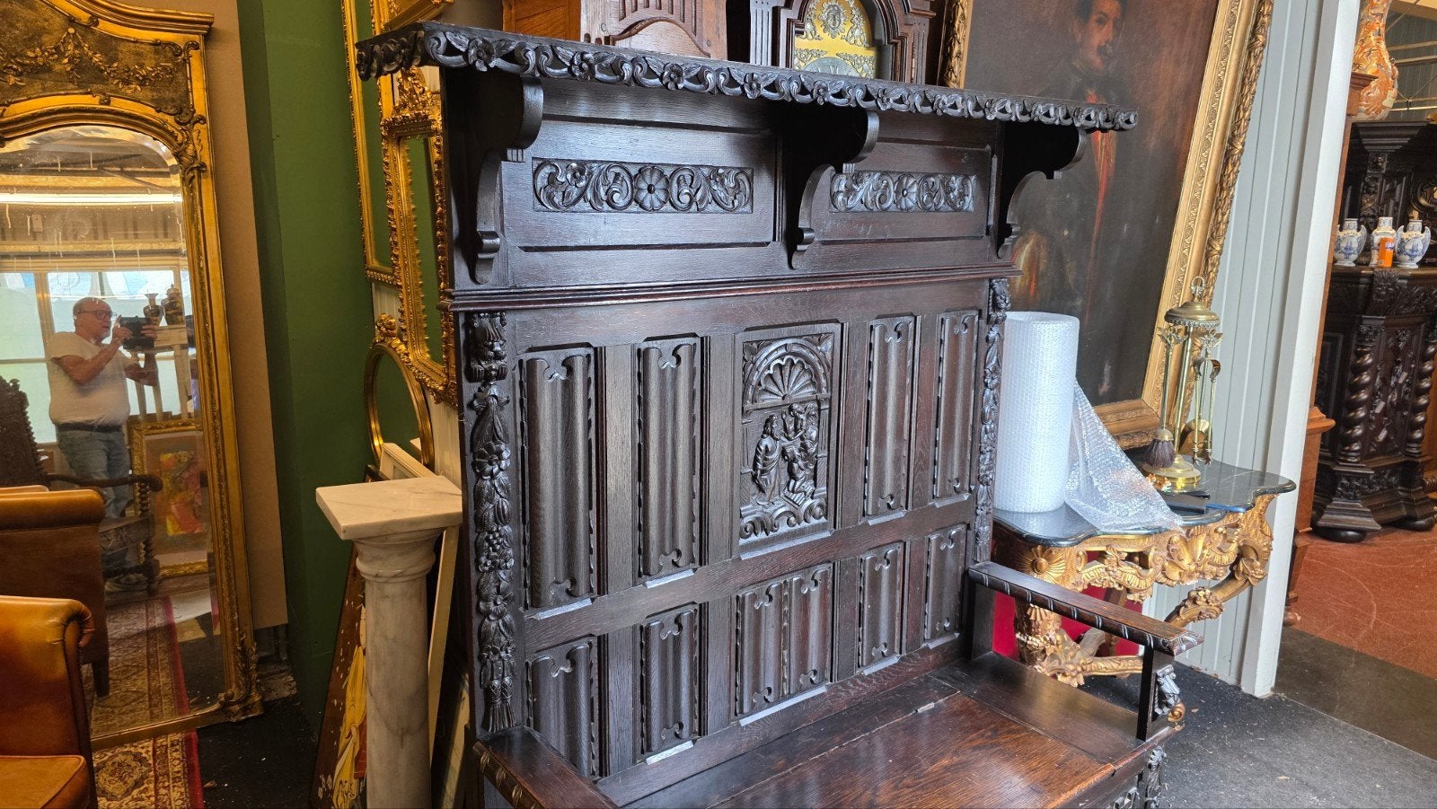 rijk bewerkte antieke kerkbank, Antiek en Kunst, Ophalen