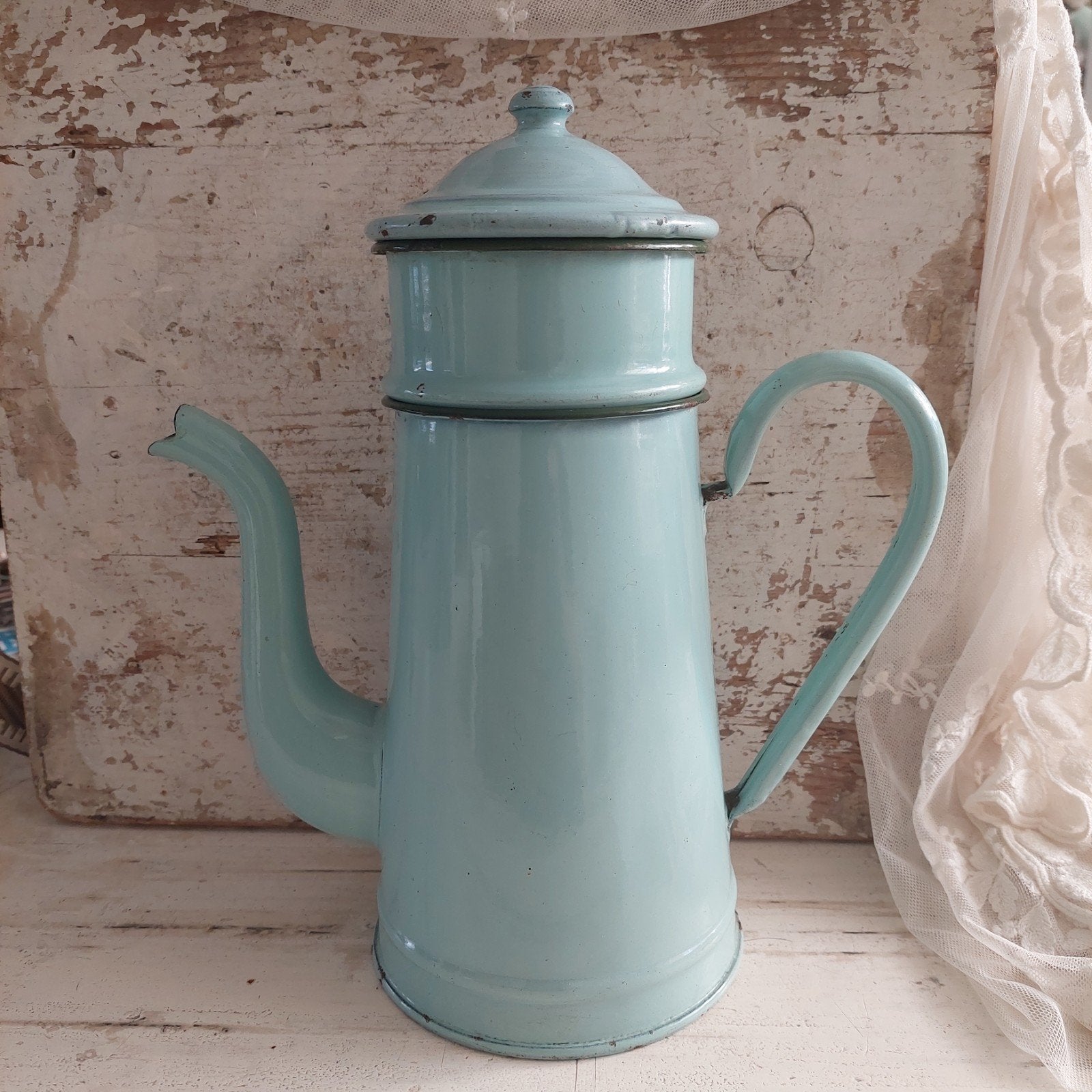 vintage Franse emaille koffiepot/cafetière, Antiek en Kunst, Ophalen of Verzenden