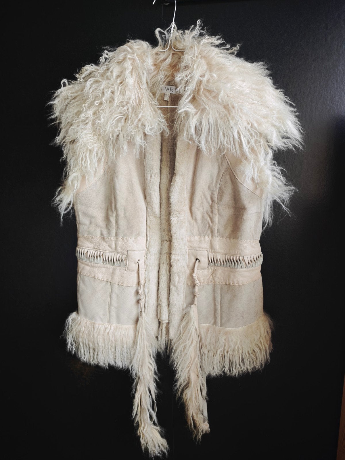 Afghaanse Penny Lane Hippie Bodywarmer Leer Suède Wol, Kleding | Dames, Beige, Maat 42/44 (L), Ophalen of Verzenden, Gedragen