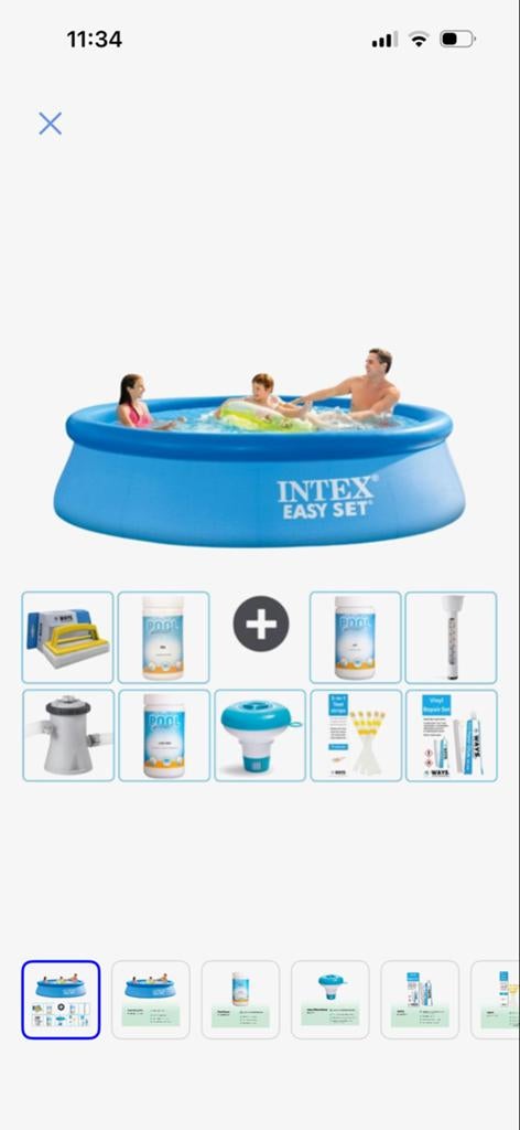 Intex Easy Set Opzetzwembad met Filterpomp en Chloor, Ophalen, Rond, Zo goed als nieuw, Opzetzwembad
