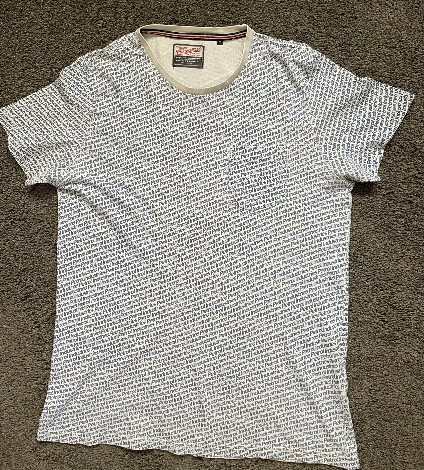 Petrol Industries T-shirt Maat M Lichtgrijs Blauwe Opdruk, Ophalen of Verzenden, Gedragen, Maat 48/50 (M), Grijs
