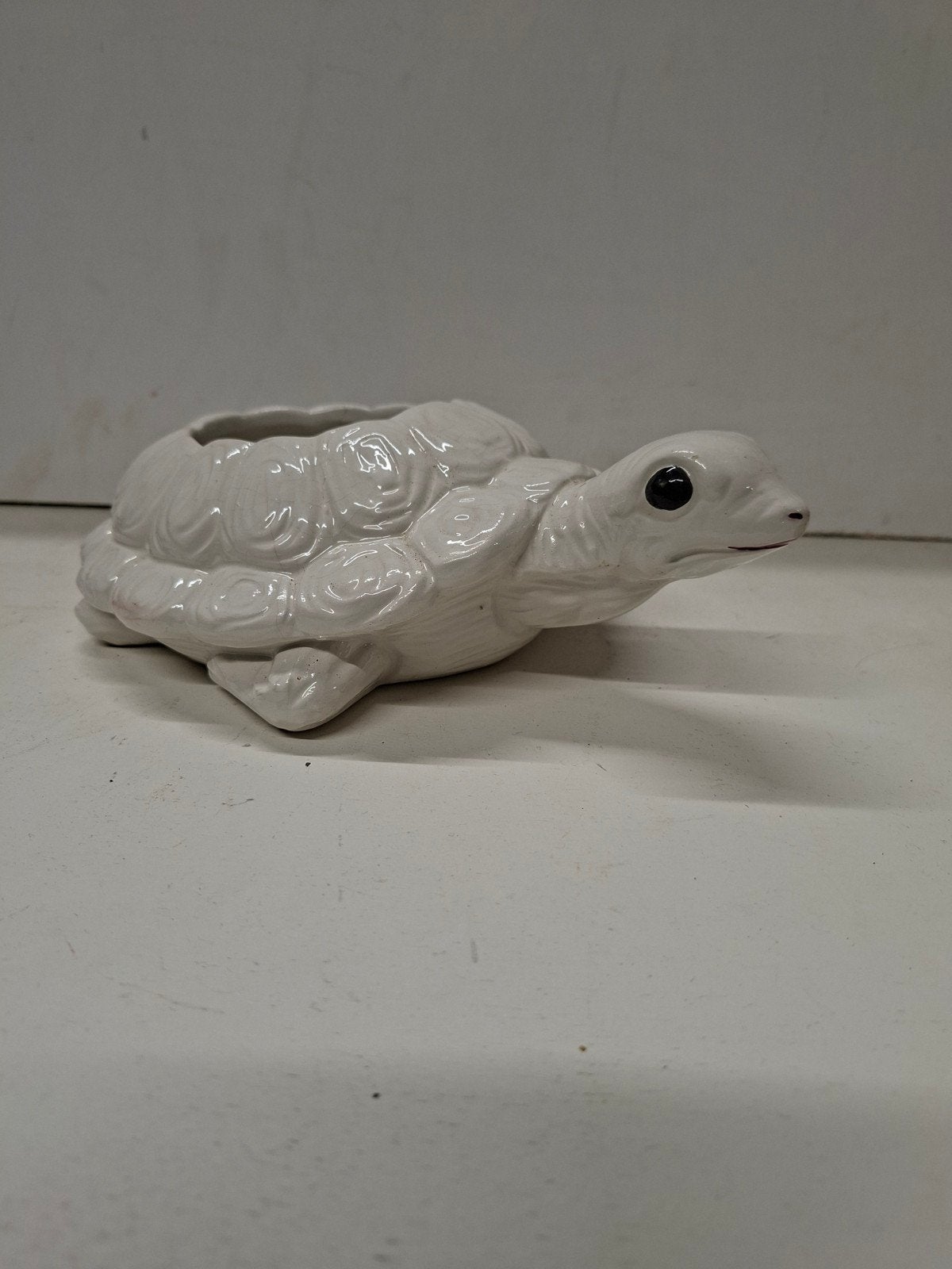 Witte keramische schildpad bloempot/plantenbak, Ophalen of Verzenden, Zo goed als nieuw, Modern, Wit