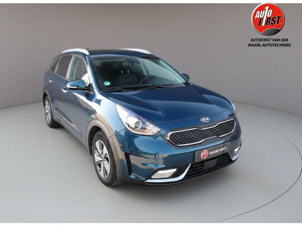 Kia Niro 1.6 GDi H. DynamicL / trekhaak /camera (bj 2017), Auto's, Parkeersensor, Gebruikt, Blauw, Leder en Stof