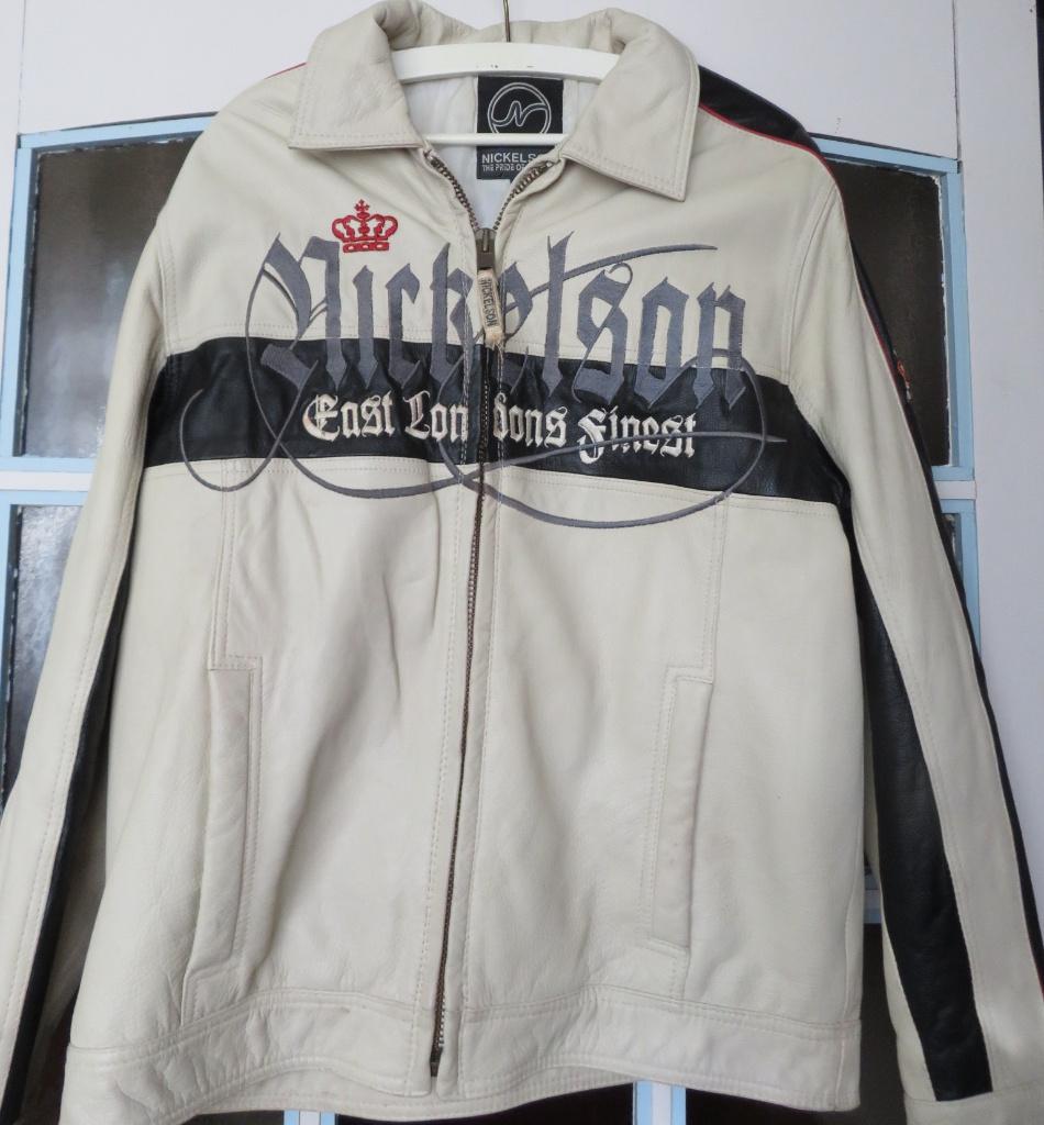 NICKELSON * MOTORJACK LEER * Wit Maat M / L *, Kleding | Heren, Wit, Nickelson, Zo goed als nieuw, Verzenden
