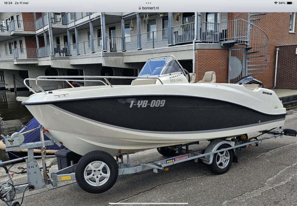 QuickSilver 555 open consoleboot met luxe Pega trailer., Gebruikt, 5 m, 2 m, Viertaktmotor