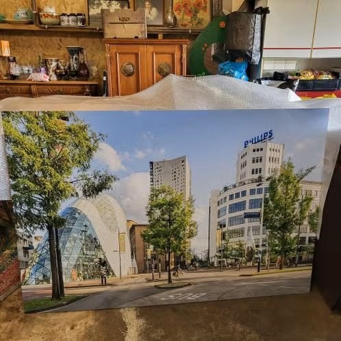 Grote wandplaat Eindhoven Philips 165x110 cm kantoor horeca, 110 cm, Zo goed als nieuw, Wandbord of Wandpaneel, Kunststof