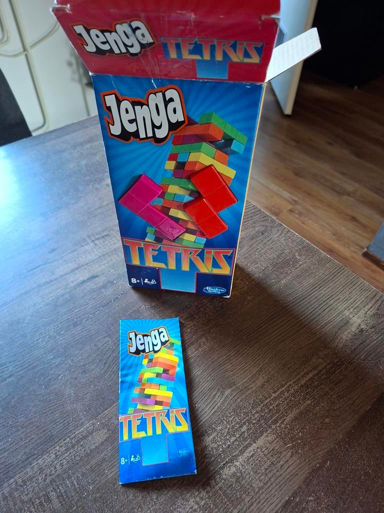 Jenga Tetris - Stapelspel met Tetris-vormige blokken, Gebruikt, Ophalen of Verzenden, Hasbro Gaming, Een of twee spelers