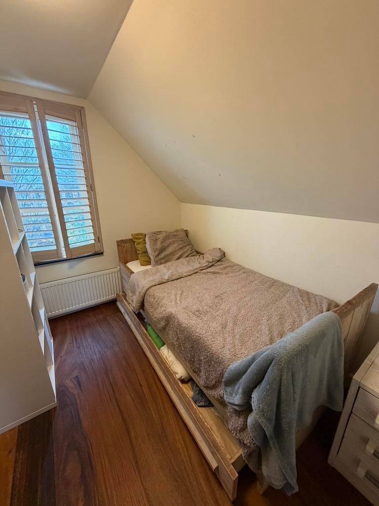 Mooi steigerhouten kajuitbed met lade, VanLonden, Ophalen, Gebruikt, 90 cm, Eenpersoons