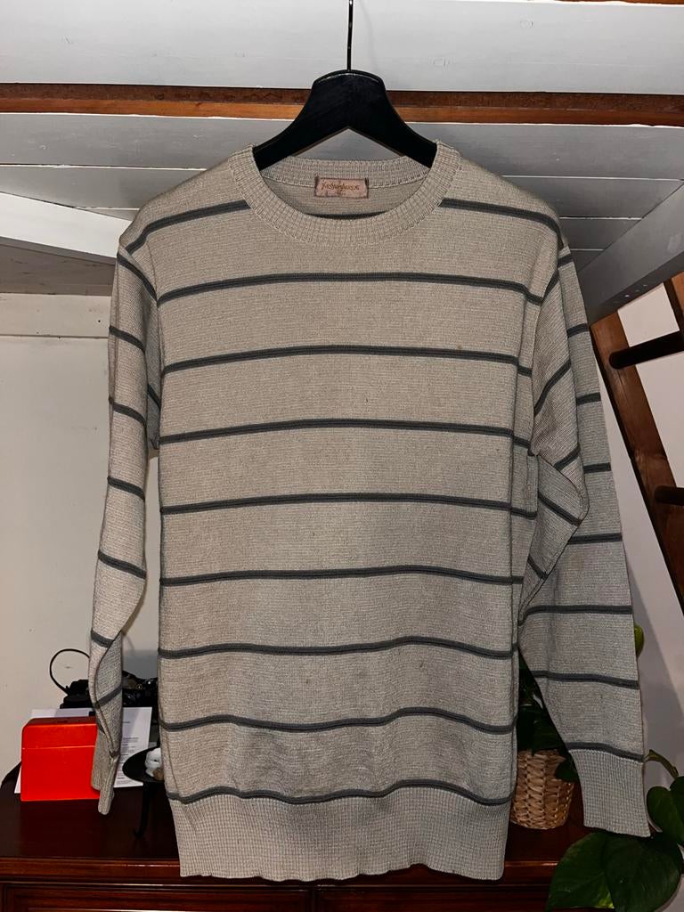 Vintage Yves Saint Laurent YSL Paris wollen trui M, Kleding | Heren, Truien en Vesten, Gedragen, Maat 48/50 (M), Beige, Ophalen of Verzenden
