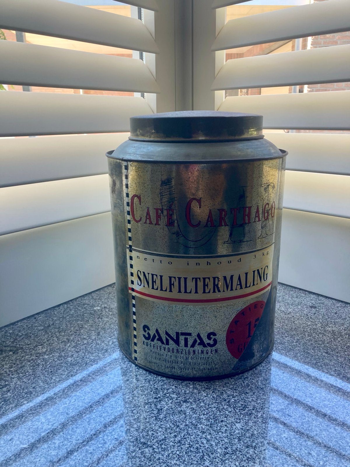 Antiek koffieblik 'Cafe Carthago' - Licht verweerd, Ophalen