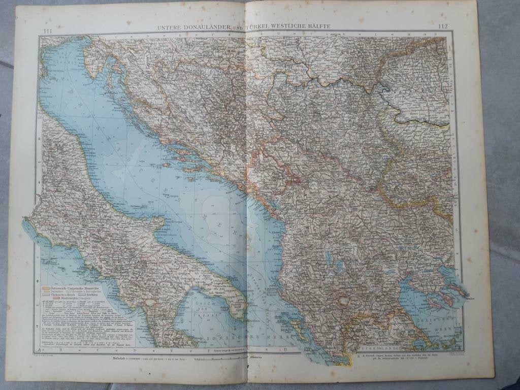 111-112 / Landen onder Donau Balkan  Litho uit 1899, Ophalen of Verzenden