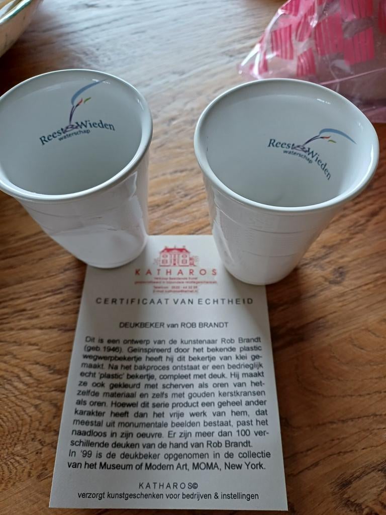 Rob Brandt Deukbeker - Set van 2 met Certificaat, Antiek en Kunst, Kunst | Designobjecten, Ophalen of Verzenden