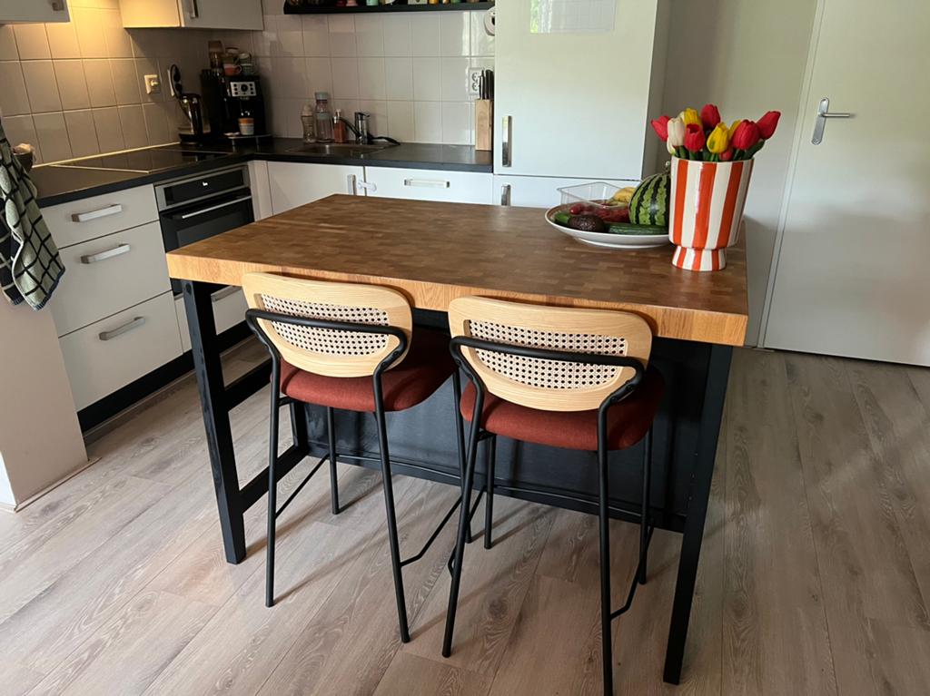 Ikea VADHOLMA keukeneiland zwart/eiken, Ophalen, Zwart, Zo goed als nieuw, Minder dan 100 cm