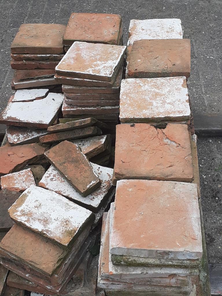Oude terracotta tegels - partij, Ophalen, Gebruikt, Keramiek, 20 tot 40 cm