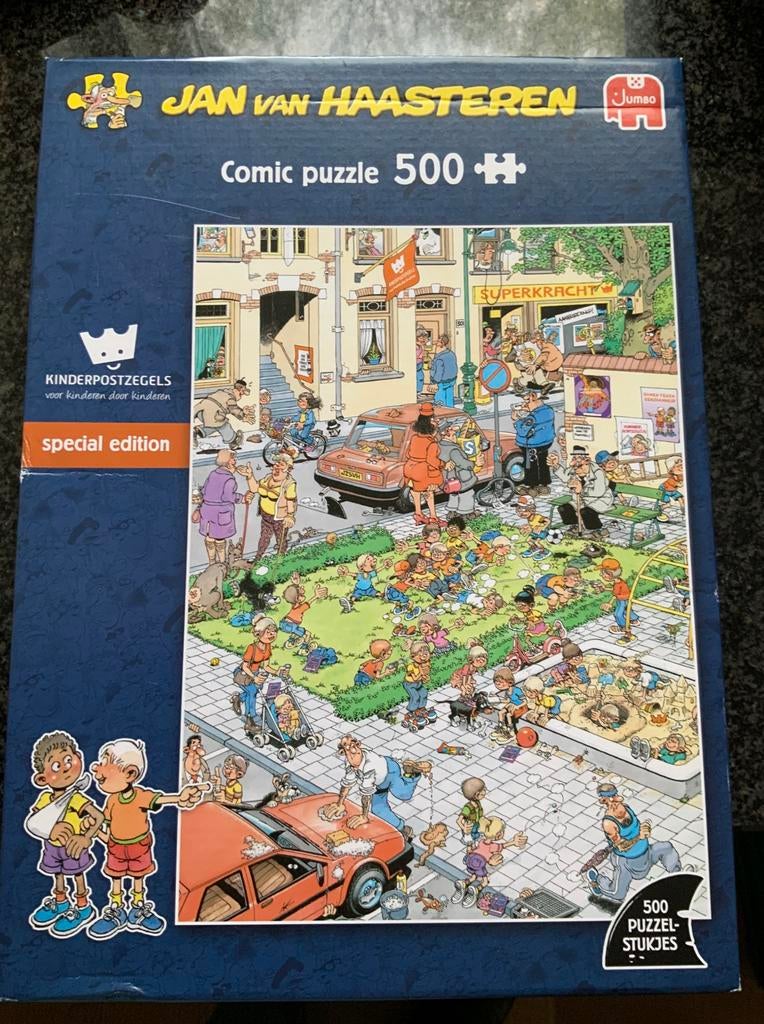 Jan van Haasteren puzzel “Kinderpostzegels” 500 stukjes, Ophalen of Verzenden, 500 t/m 1500 stukjes, Zo goed als nieuw