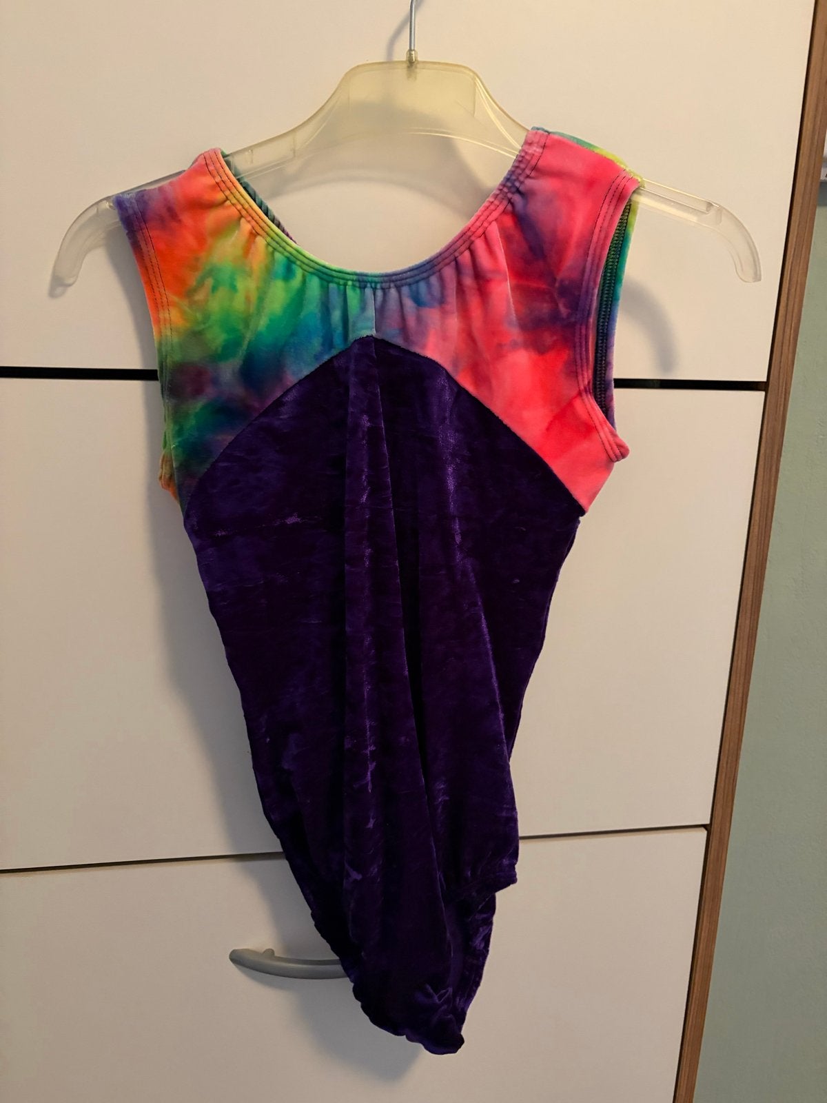 2 Turnpakjes Roze/Paars en Regenboog/Paars Maat 152-164, Ophalen, Gebruikt, Meerkleurig, Turnpak(je)
