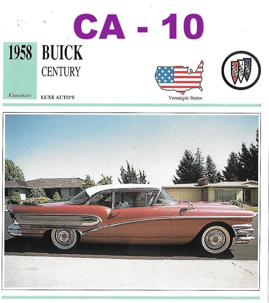Ca10 Autokaart Buick Century ( 1958 ), Ophalen of Verzenden, Zo goed als nieuw, Auto's