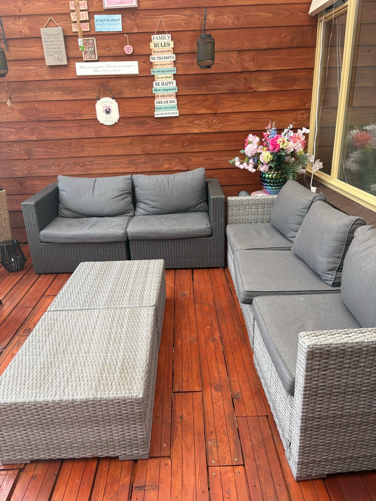 2 Loungesets: €150,00!!!! MOET ZSM WEG!, Ophalen, 5 zitplaatsen, Zo goed als nieuw, Loungeset
