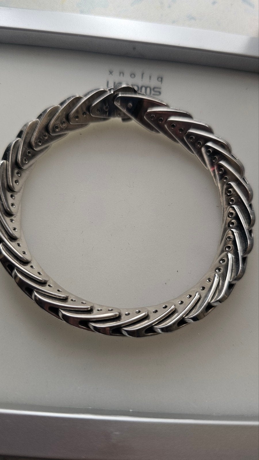 Zilverkleurige / stalen Armband met Uniek Schakeldesign, Ophalen of Verzenden, Zo goed als nieuw, Zilver, Overige materialen