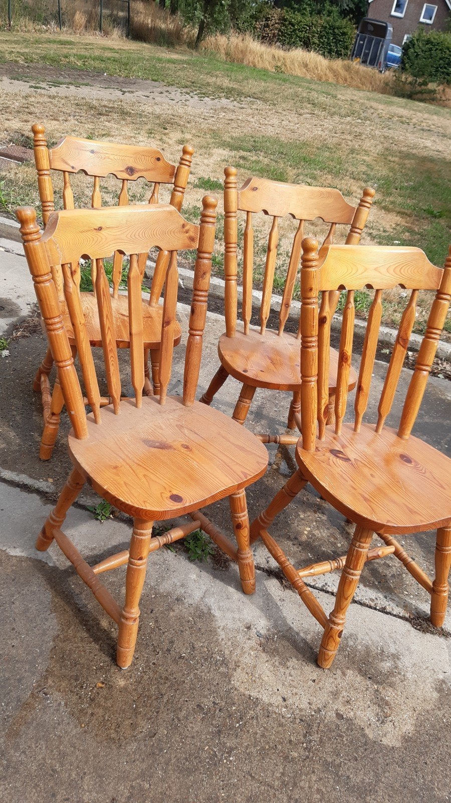 4 eetstoelen, Ophalen, Gebruikt, Bruin, Hout