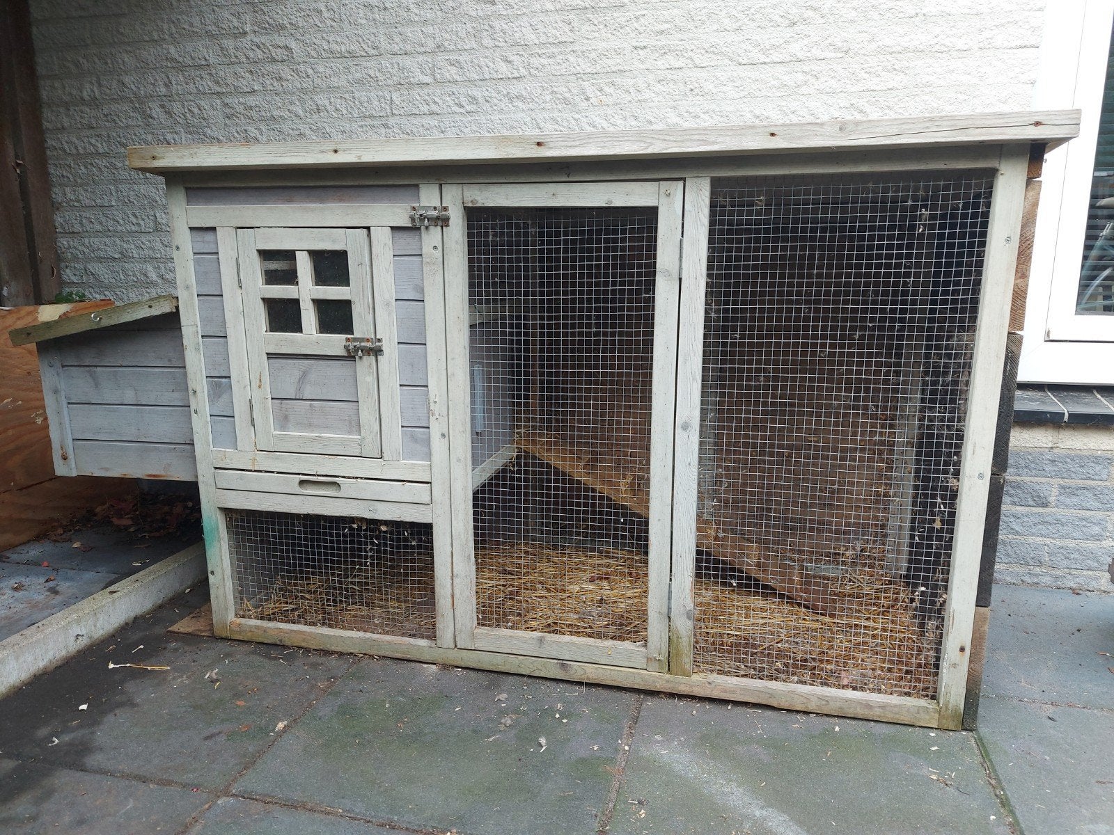 Konijnenhok met etage en trap, groot hok, Ophalen, 60 tot 90 cm, Cavia, Hok