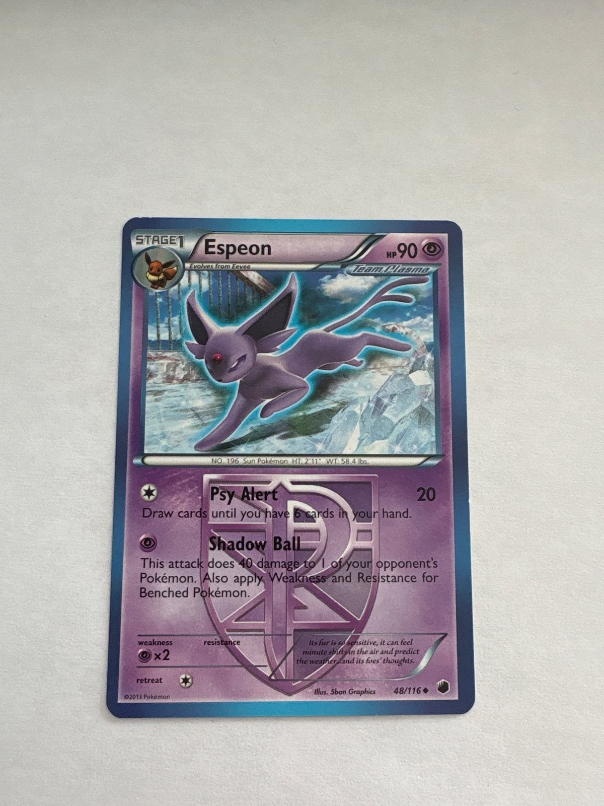 Espeon Pokémon kaart HP 90 (48/116), Ophalen of Verzenden, Gebruikt, Losse kaart