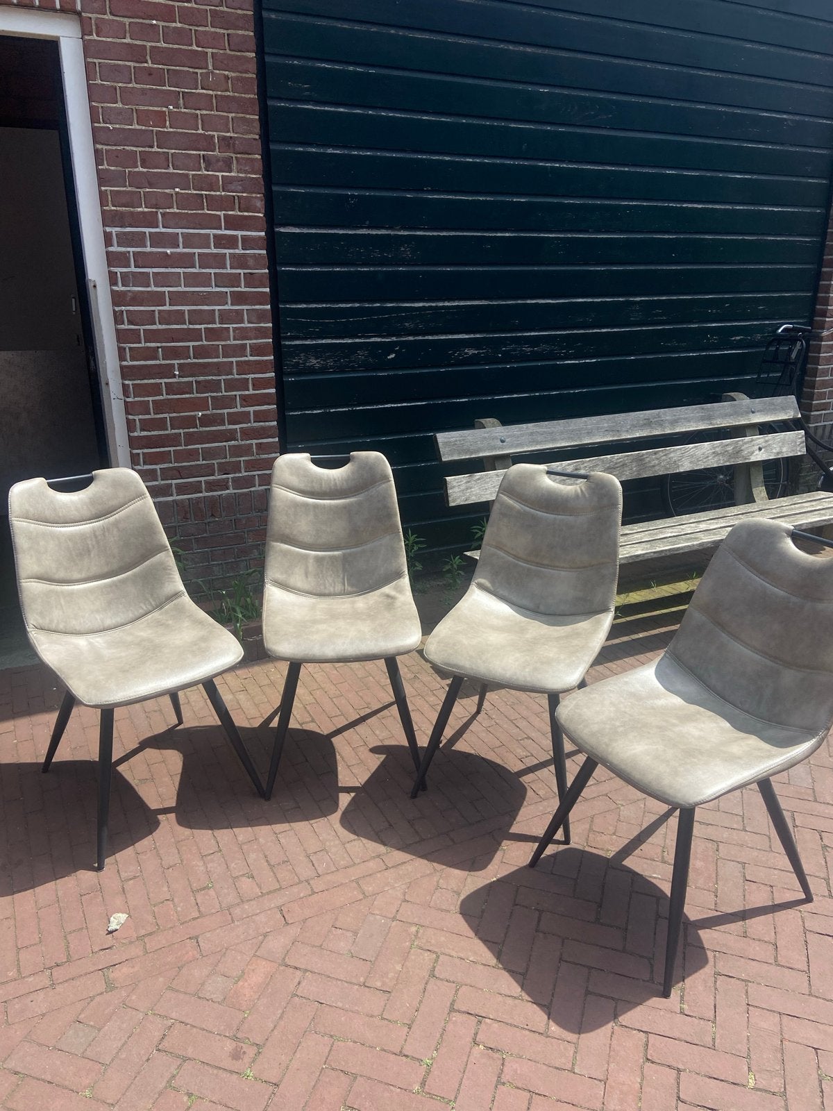 Set van 4 grijze eetkamerstoelen, Ophalen, Gebruikt, Vier, Metaal