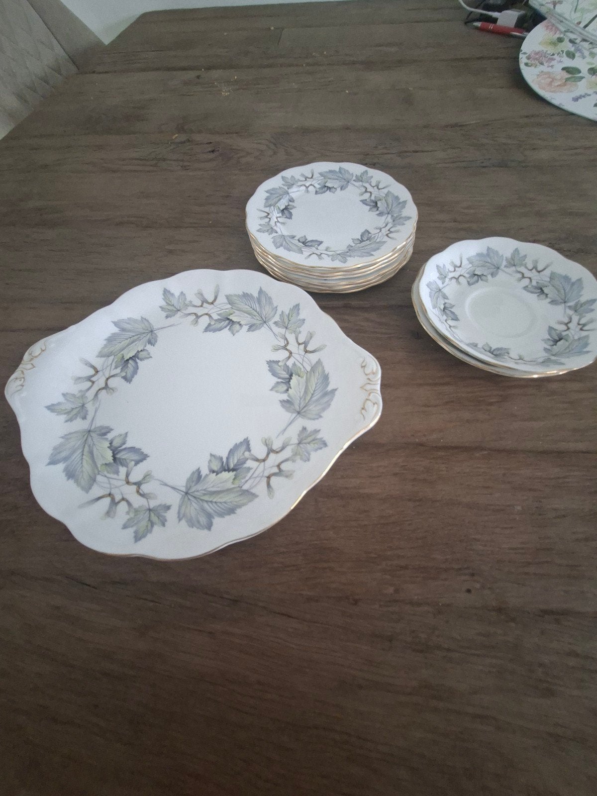 gebaksschaal, 6 bordjes, Silver Maple Royal Albert, Ophalen of Verzenden