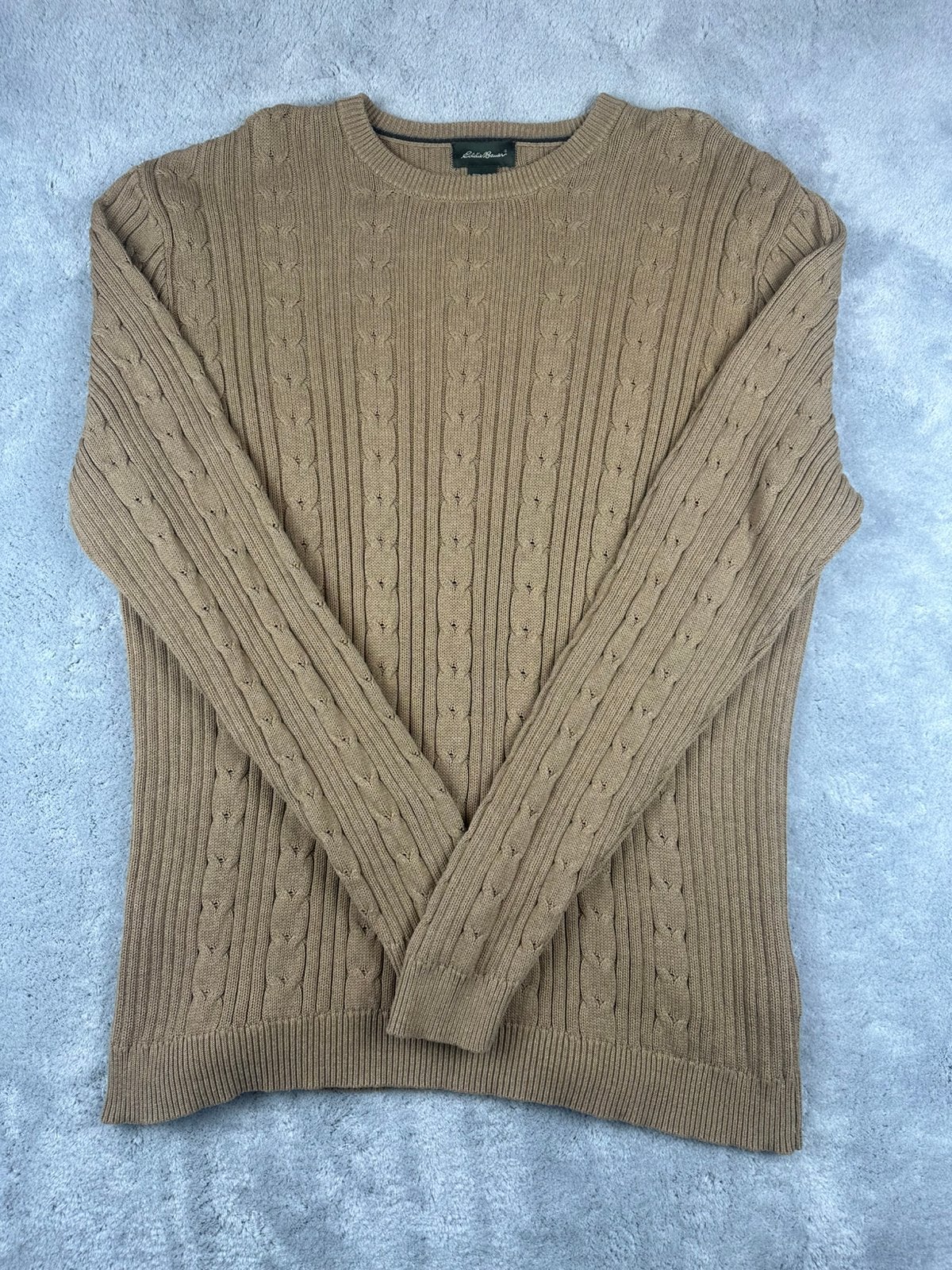 Eddie Bauer Kabeltrui Beige Tall XL Katoen, Verzenden, Zo goed als nieuw, Maat 56/58 (XL), Beige