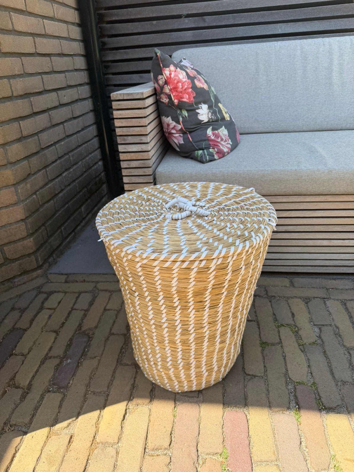 Zeegras mand, Ophalen, Zo goed als nieuw, Rond, Riet