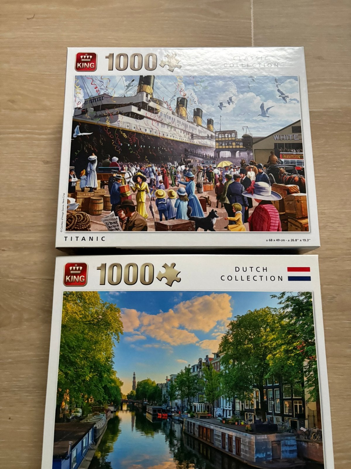 King puzzels 1000 suktkes compleet titanic en prisnegracht, Ophalen, 500 t/m 1500 stukjes, Zo goed als nieuw