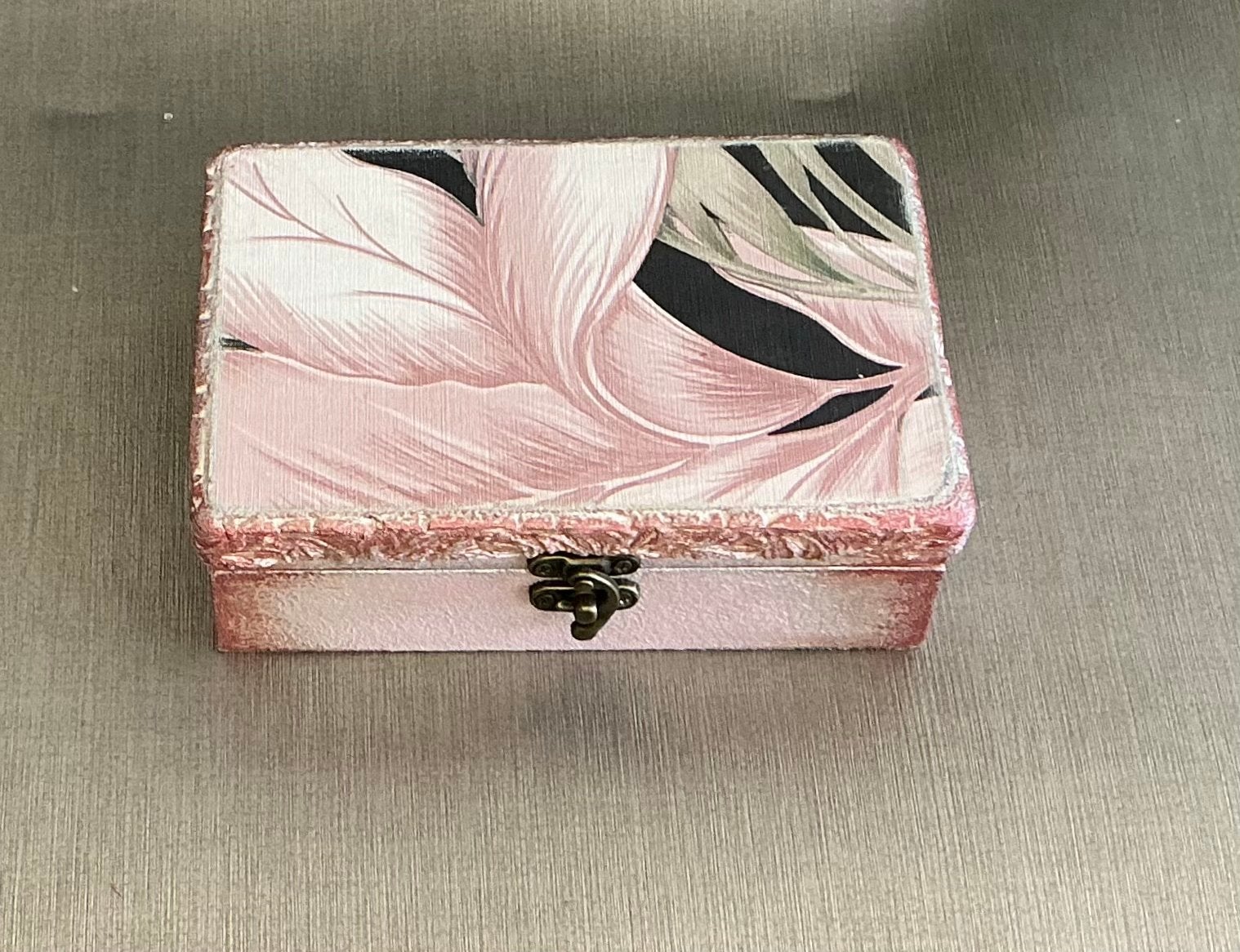 Sieraden of opbergkistje met bloemenprint, Hout, Overige stijlen, Roze, Ophalen of Verzenden
