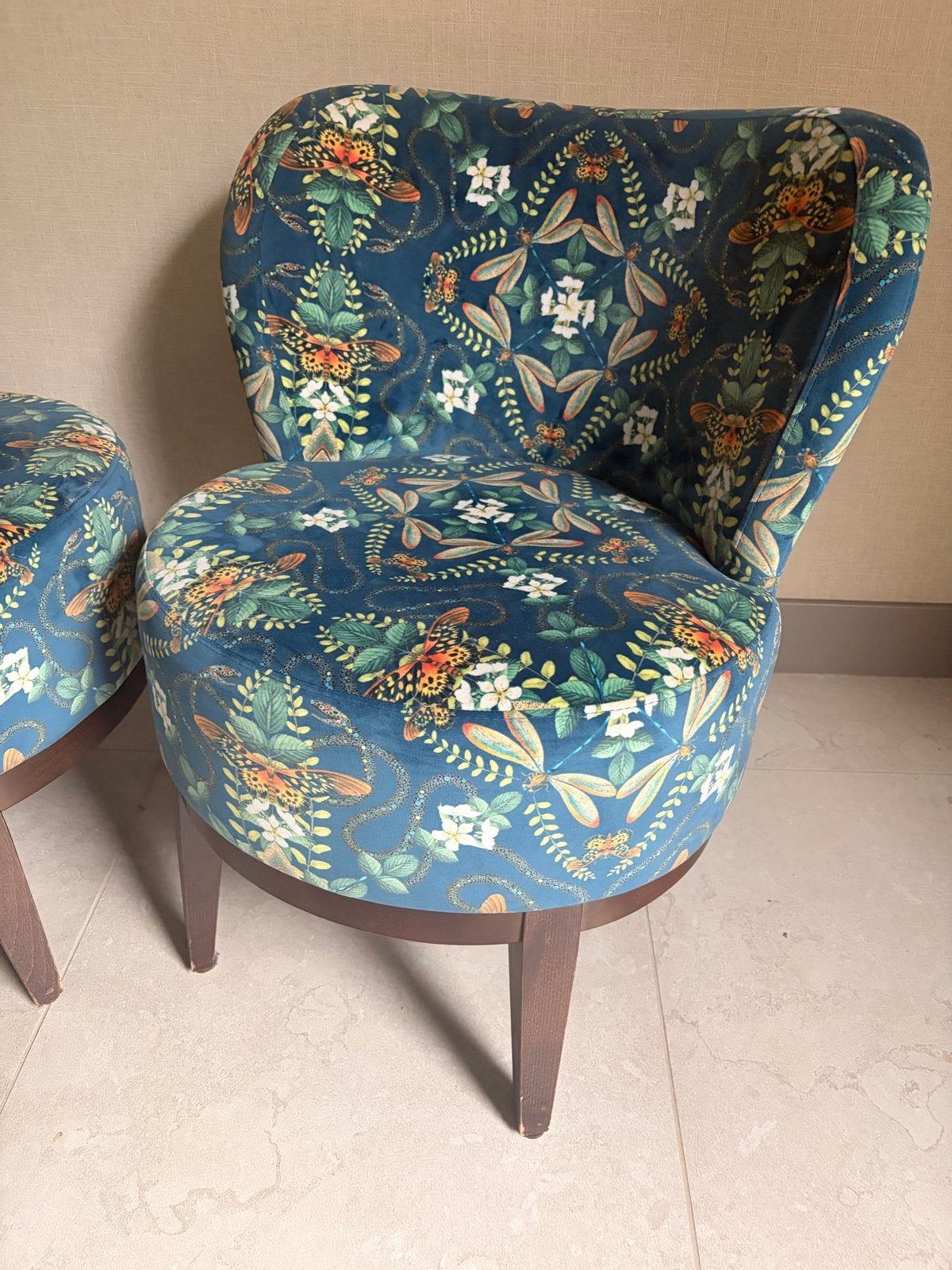 Satelliet Set van 2 fauteuiltjes luxe stoelen horeca, Ophalen, Twee, Blauw, Zo goed als nieuw