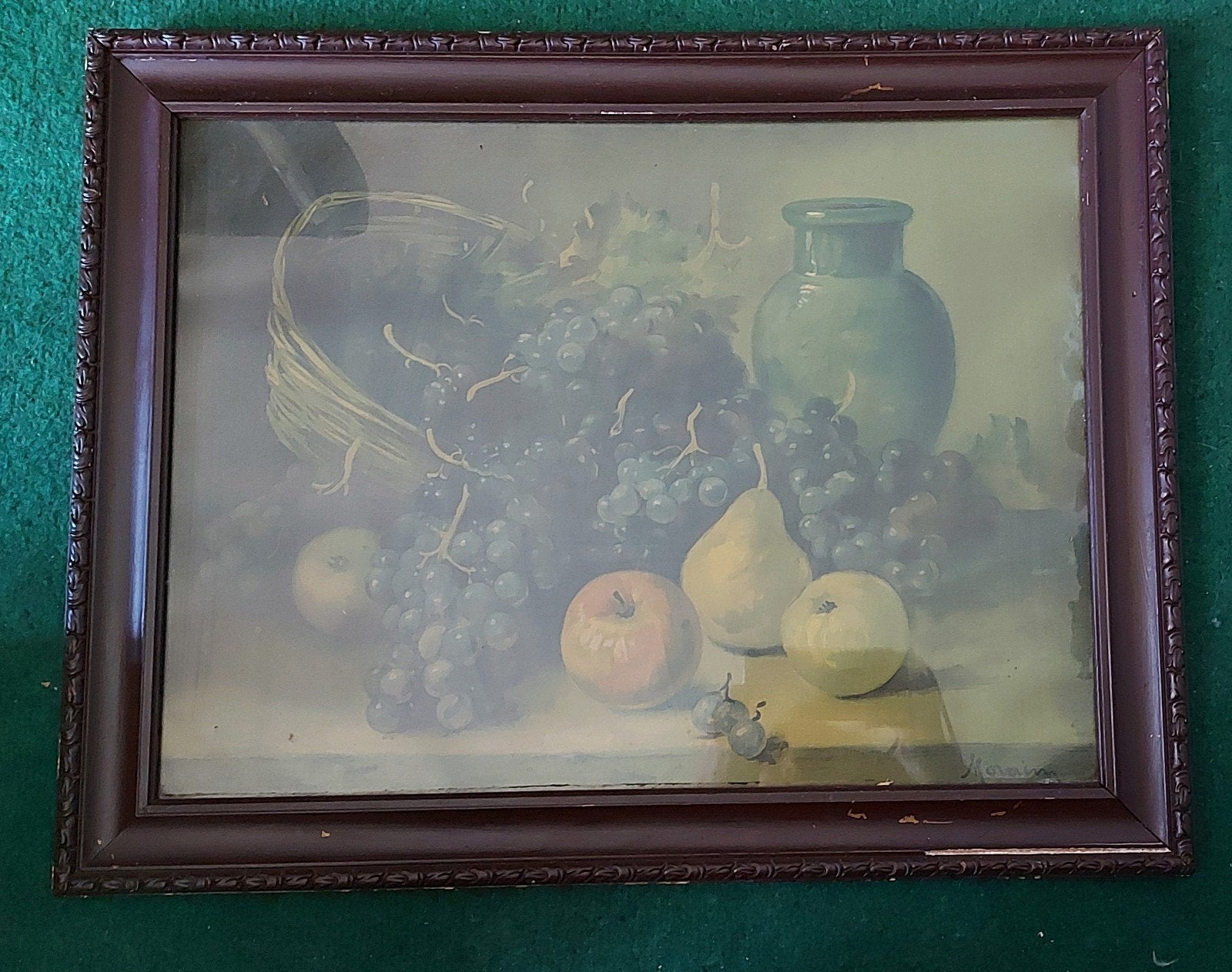 Schilderij/prent Pierre Morain in lijst met glas, Antiek en Kunst, Kunst | Schilderijen | Klassiek, Ophalen, Stilleven, Achter glas