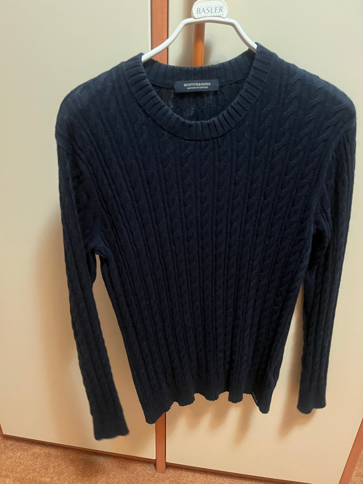 Scotch & Soda Kabelgebreide Trui - Donkerblauw, Ophalen of Verzenden, Gedragen, Maat 46 (S) of kleiner, Blauw