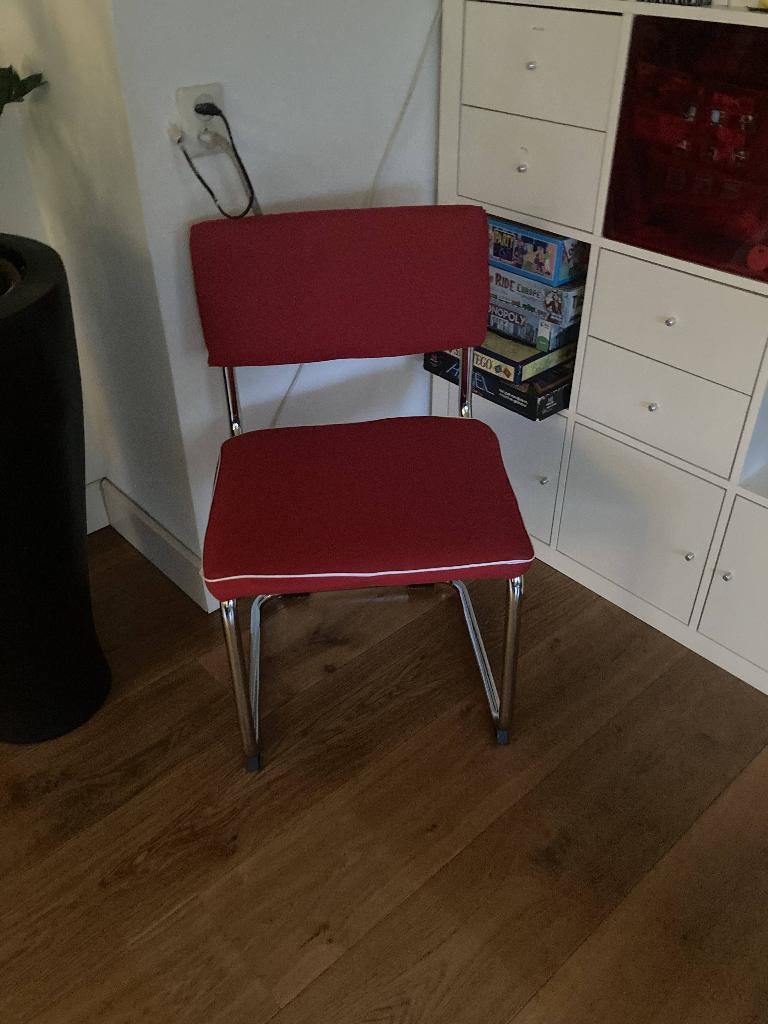 eetkamerstoelen 4 stuks, Huis en Inrichting, Stoelen, Ophalen, Gebruikt, Rock&roll, vintage., Rood