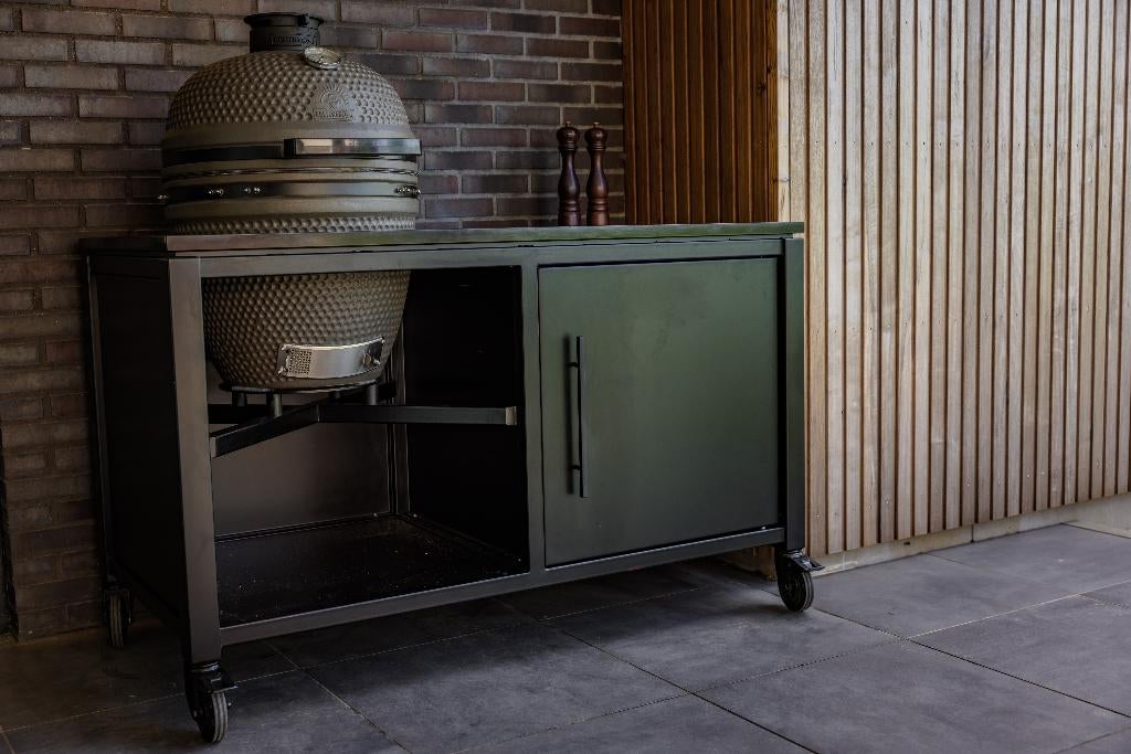 "Luxuos" Buitenkeuken voor de Kamado Large, Houtskool, Luxuos By Bestcharcoal, Nieuw, Ophalen of Verzenden