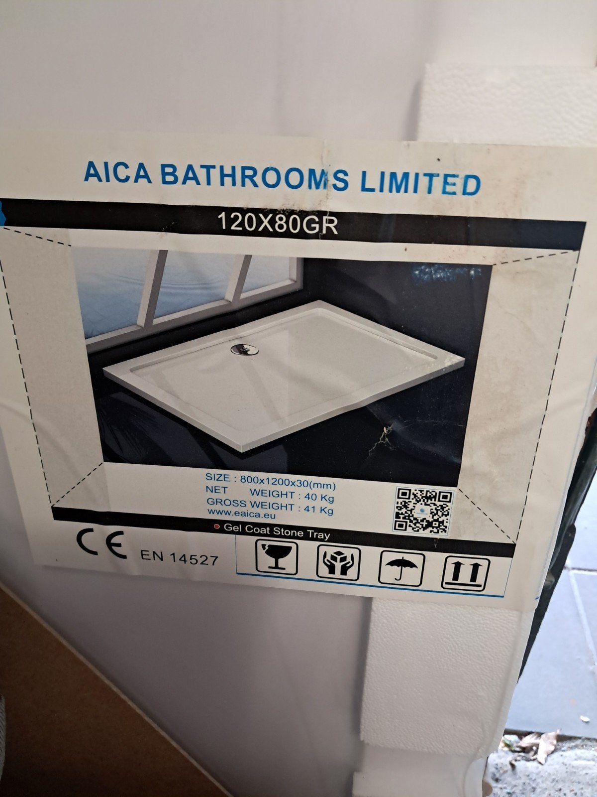 AICA Douchebak 120x80 cm - Gel Coat Stone Tray, Ophalen, Nieuw