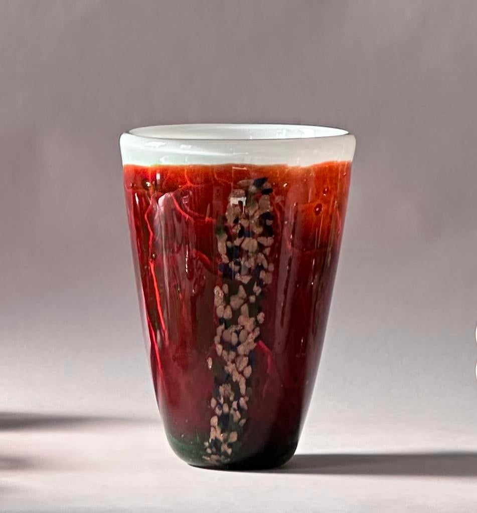 Grote zware handgeblazen vaas studioglas met avventurine, Antiek en Kunst, Ophalen of Verzenden