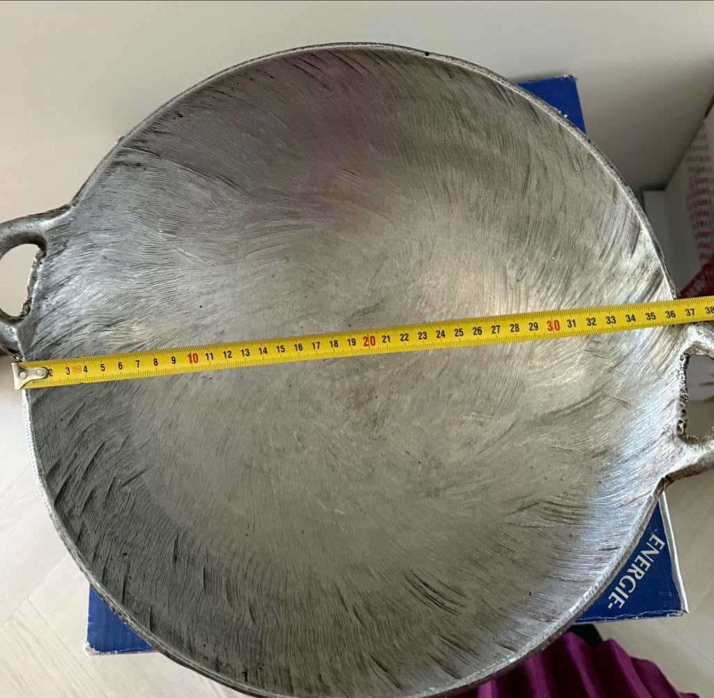 Kharahi Surinaamse Wokpan - Aluminium Ø36cm H12cm, Ophalen, Zilver, Metaal, Overige merken