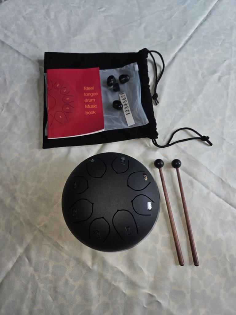 Steel Tongue Drum - Zwart, Compleet met Accessoires, Ophalen of Verzenden, Zo goed als nieuw, Melodische percussie