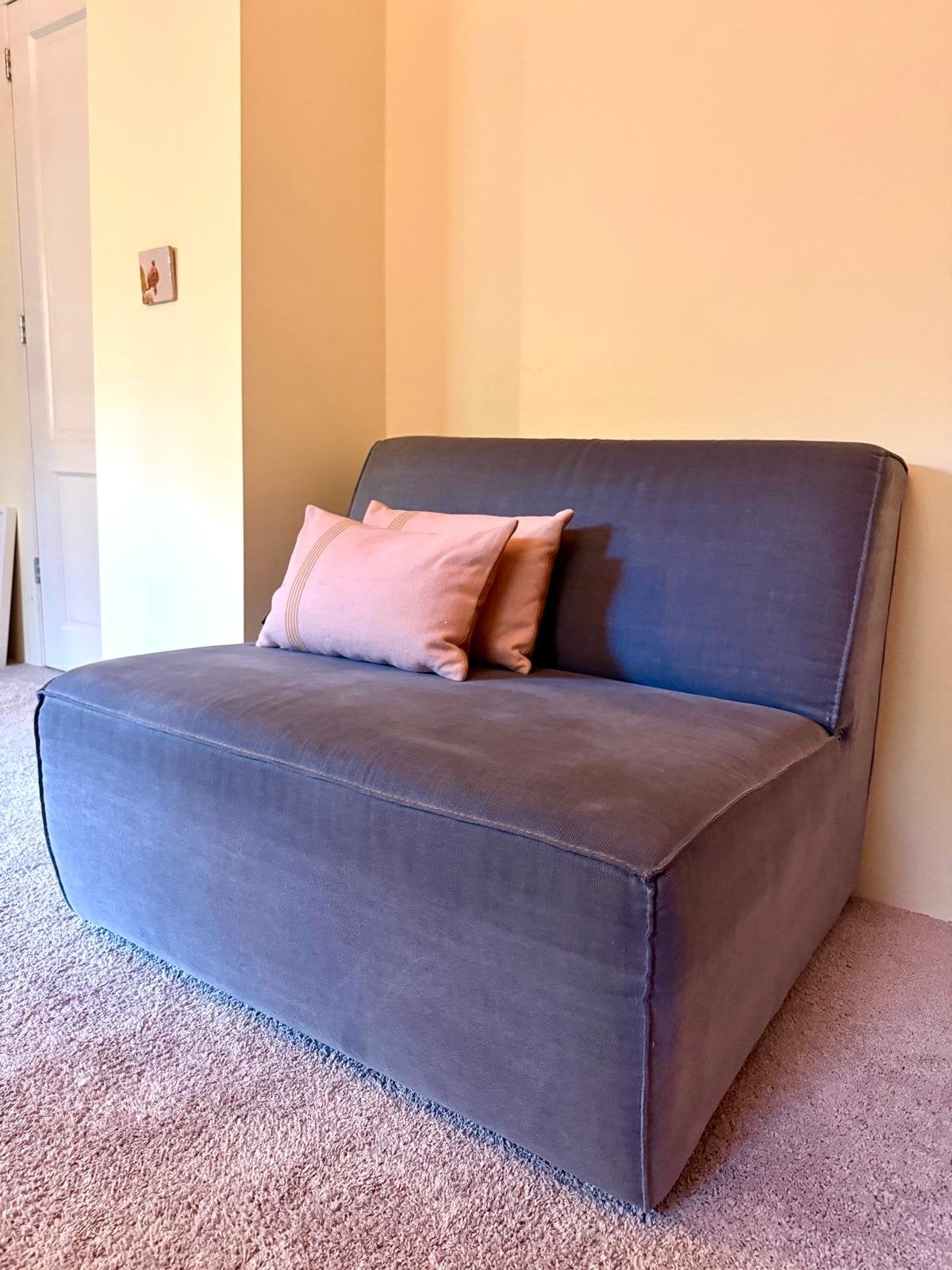 Comfortabele fauteuil met de kleur jeans, Ophalen, Zo goed als nieuw, Eén, Stof