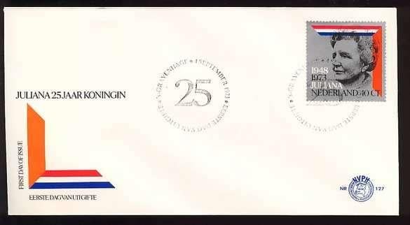 Nederland FDC E127 Zonder Adres, Regeringsjubileum 1973, Postzegels en Munten, Postzegels | Eerstedagenveloppen, Ophalen of Verzenden