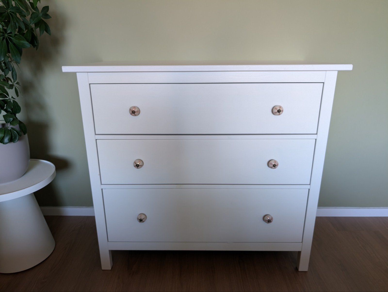 Ikea Hemnes ladekast met Sissy-Boy knoppen, Ophalen, Gebruikt, 100 tot 150 cm, Eikenhout