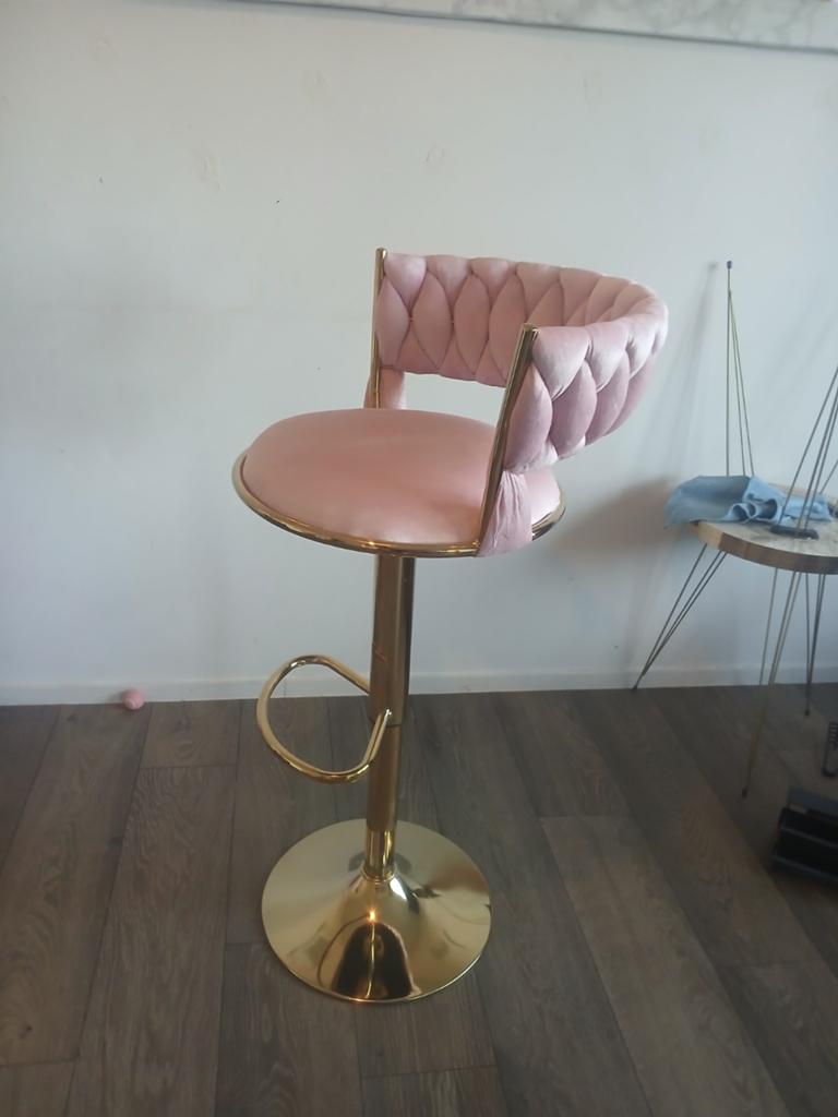 Roze barkruk, 1 kruk, Ophalen, Zo goed als nieuw, 60 tot 90 cm