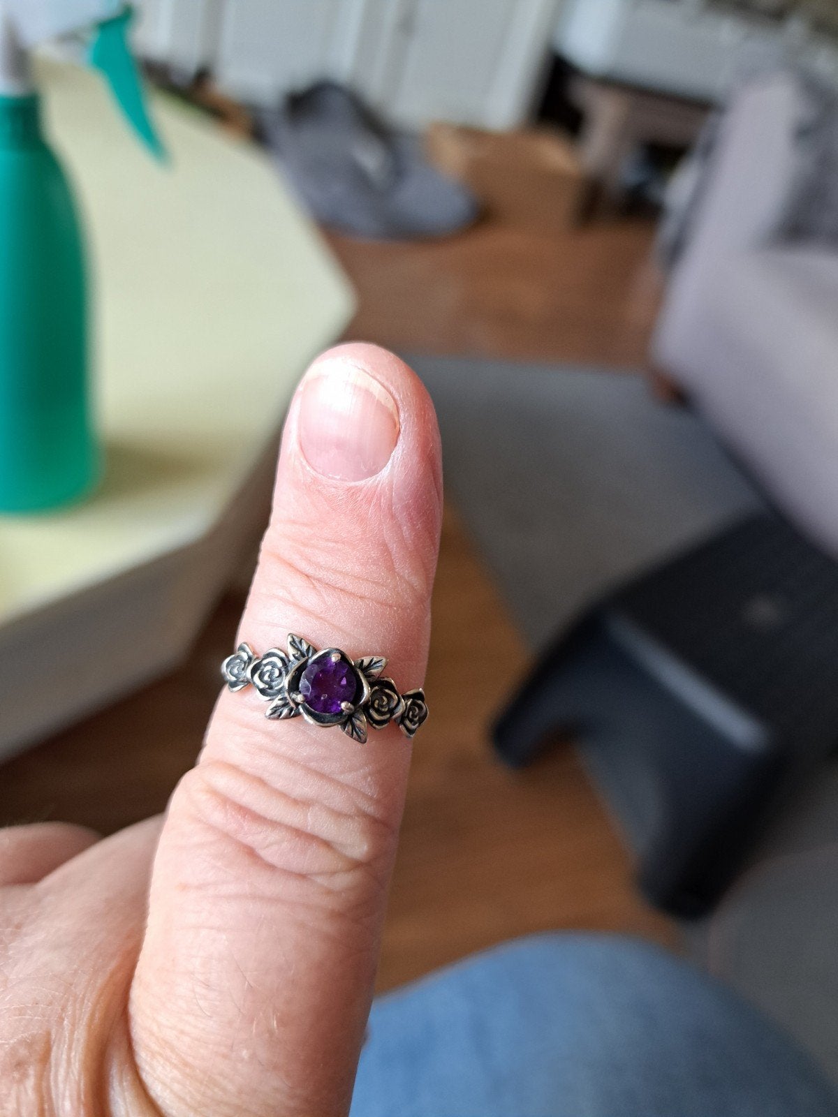 Ring echt zilver amethist in maat verstelbaar, Ophalen of Verzenden, Paars, Zilver, Dame
